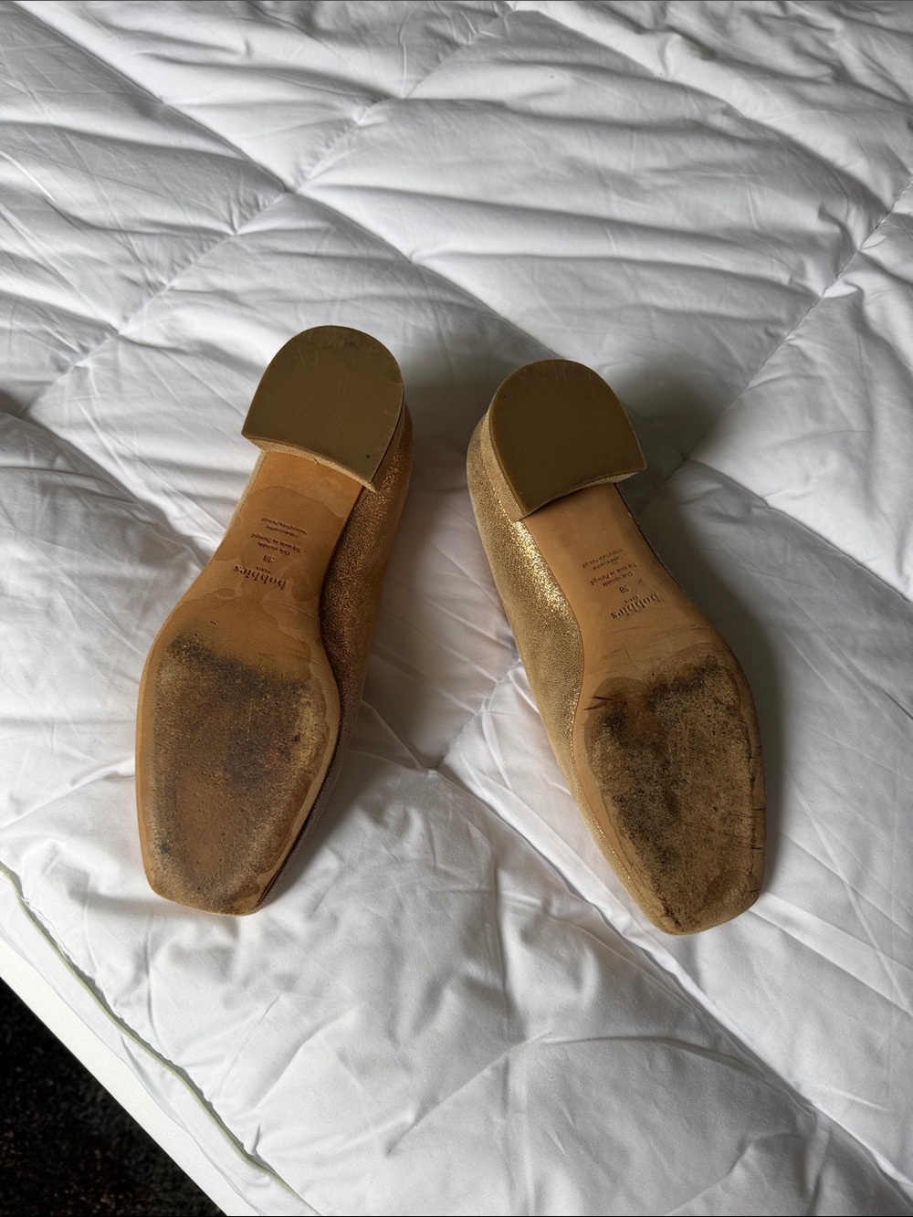 Bobbies Zelie Classic Square-Toe Low Heel Flats in Beige - Picture 9 of 10